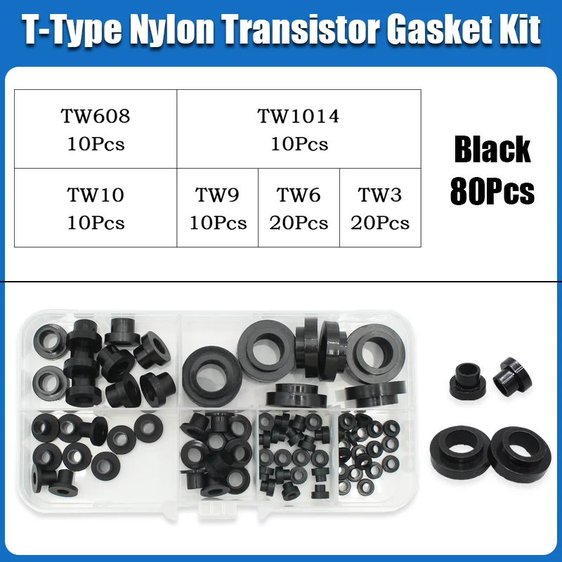Weiße, schwarze T-Typ-Nylon-Stufen-Unterlegscheibe/konkav-konvexe Gewindebuchse, isolierende Pellets, TW3, TW6-TW16, Transistoren, Kornabstandshalter – Detail 14