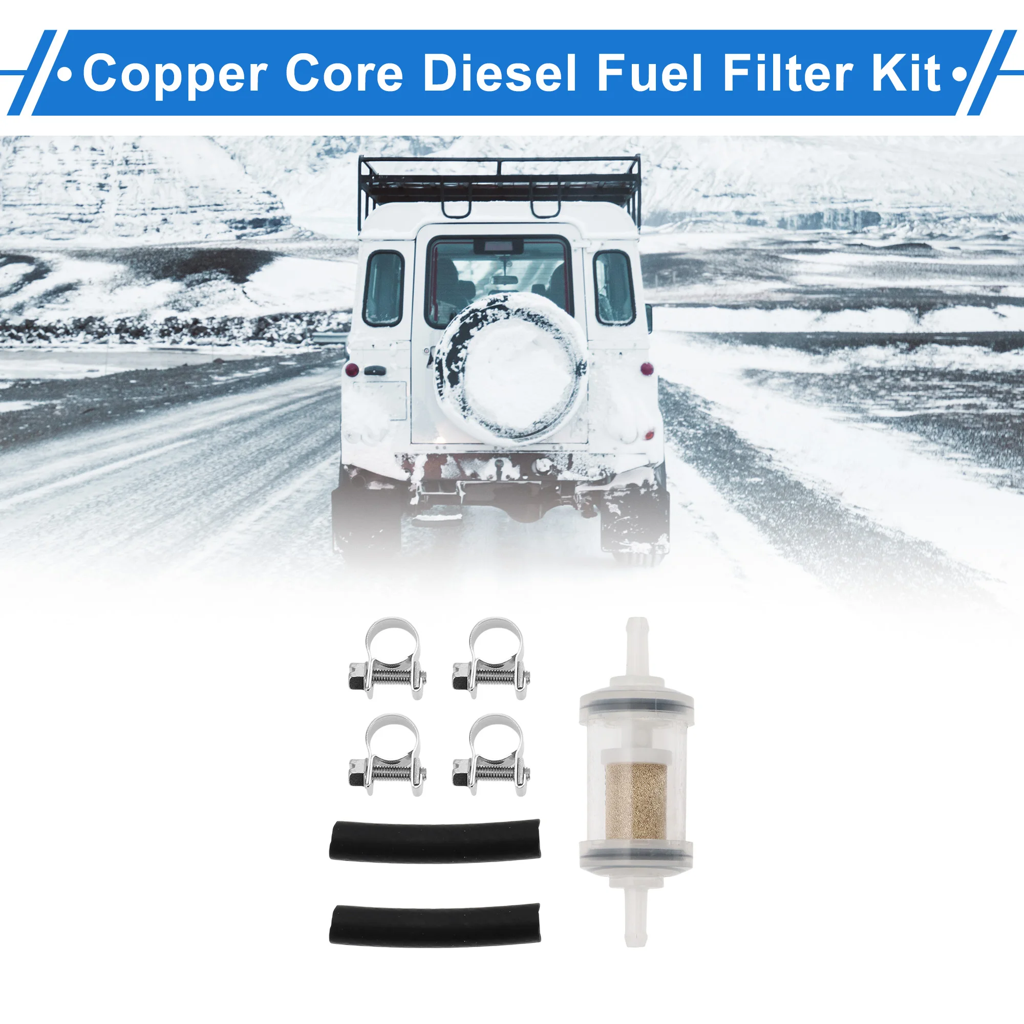 

UXCELL Copper Core Diesel Fuel Filter Kit Fuel Filter Clamps Hoses Set Car Truck Boat