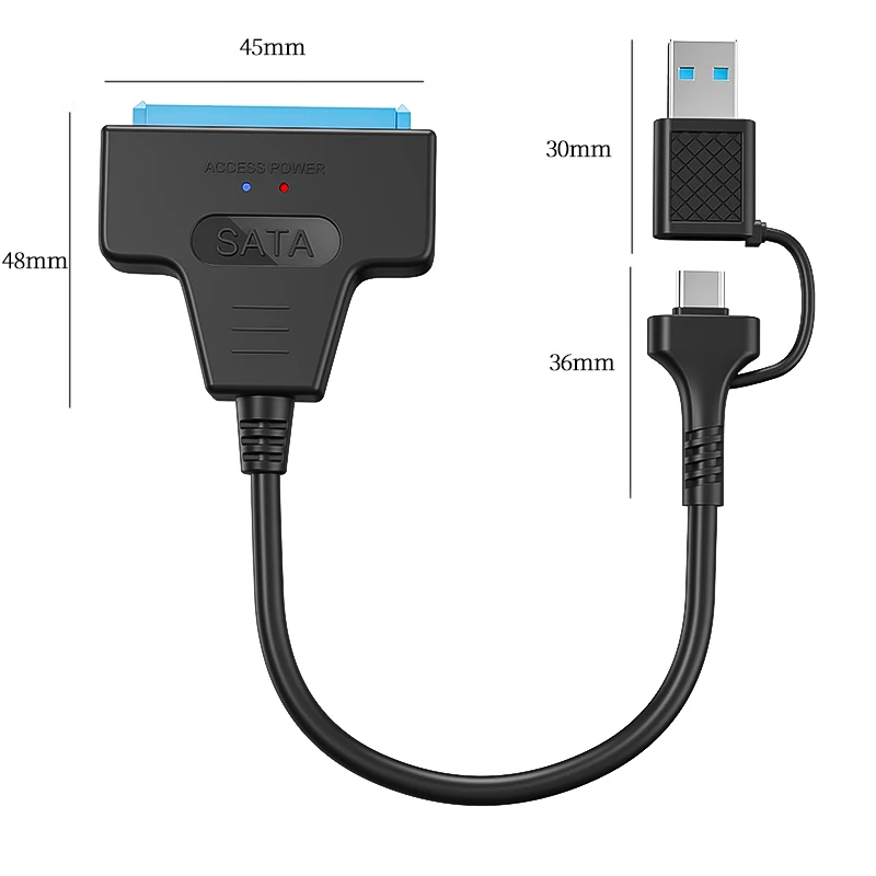 SATA to USB 케이블, USB 3.0 to SATA III 하드 디스크 어댑터, 2.5 인치 하드 드라이브 및 SSD UASP 지지대 호환, USB3.1, 2.0