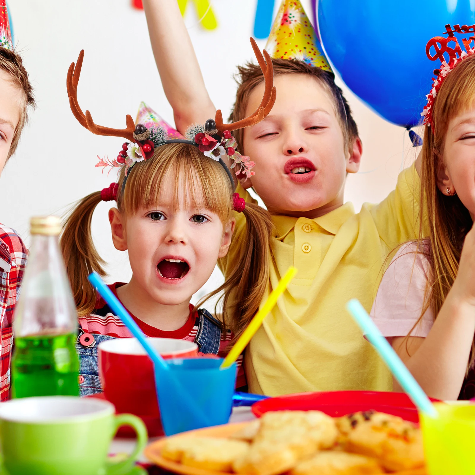 

1Pcs Large Antler Headband Xmas Hair Decor Elk Deer Horn Headdress Festival Party Christmas Hair Accessory Decoration