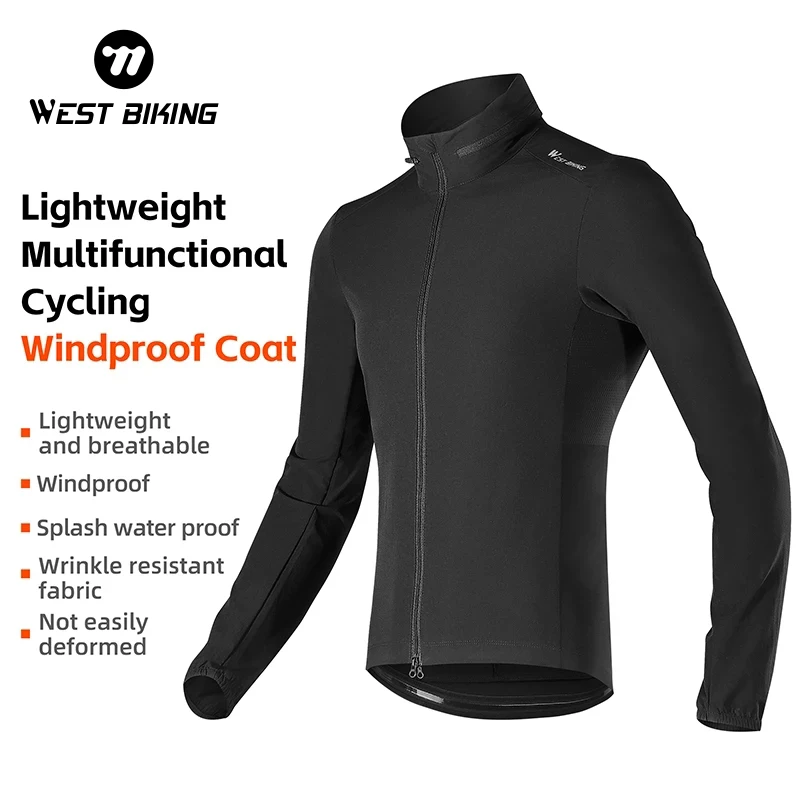 WEST BIKING Men Cycling Windbreaker Long Jersey Lightweight Windproof Jacket Water Repellent Bicycle MTB Road Bike Clothing