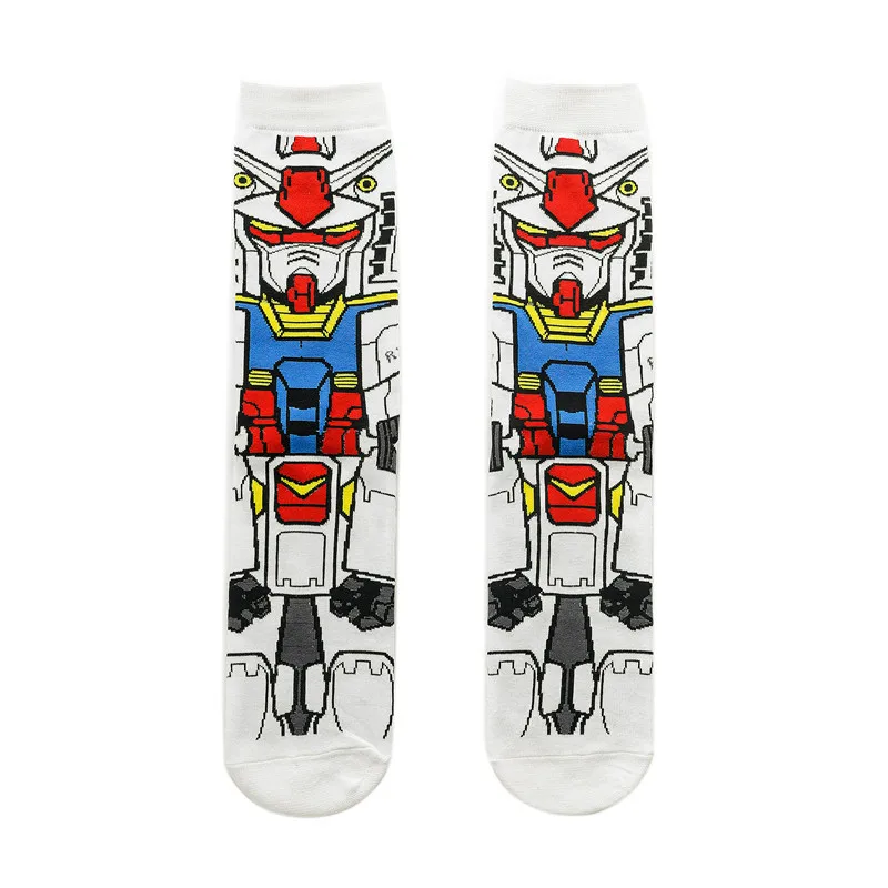 GUNDAM RX-78-2 Anime Socks Cartoon Men Boy Casual Hip Hop Street Skateboard Happy Socks Breathable Cotton Long Socks Wholesale