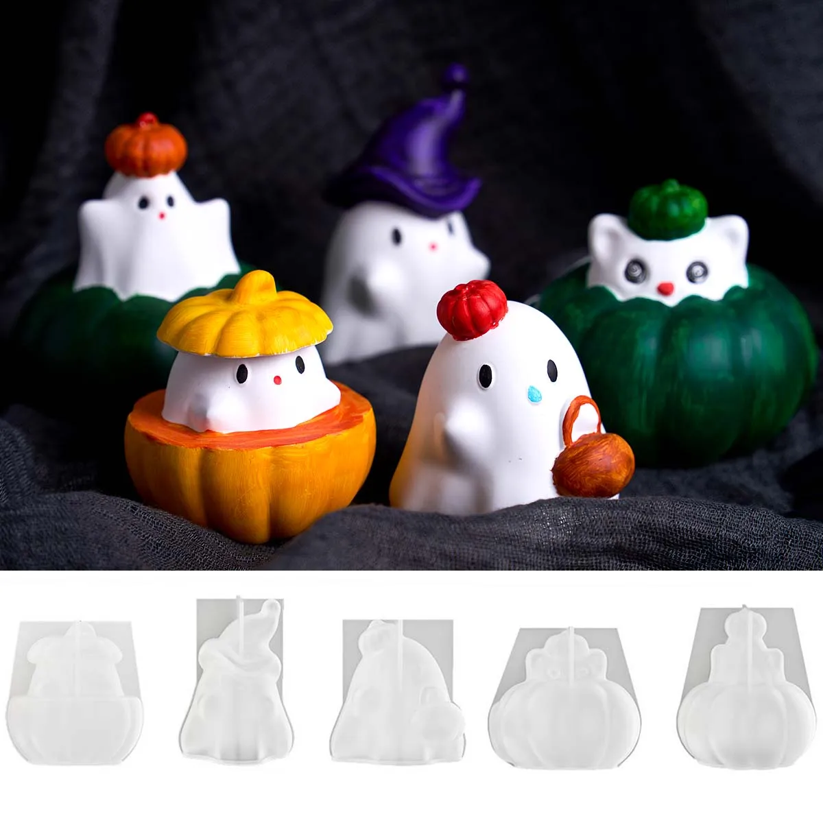 3D Kürbis Geist Silikon Form DIY Halloween Ornamente Kerze Formen Aromath Seife Gips Harz Handwerk Machen Hause Urlaub Dekor