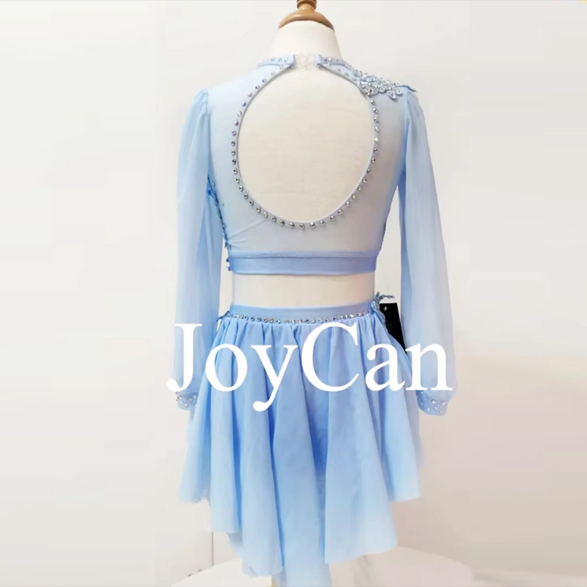 JoyCan Lyrical Dance Dress Light Blue  Jazz Dance Costume Pole Dancing Clothes Girl Performance Training BD3492