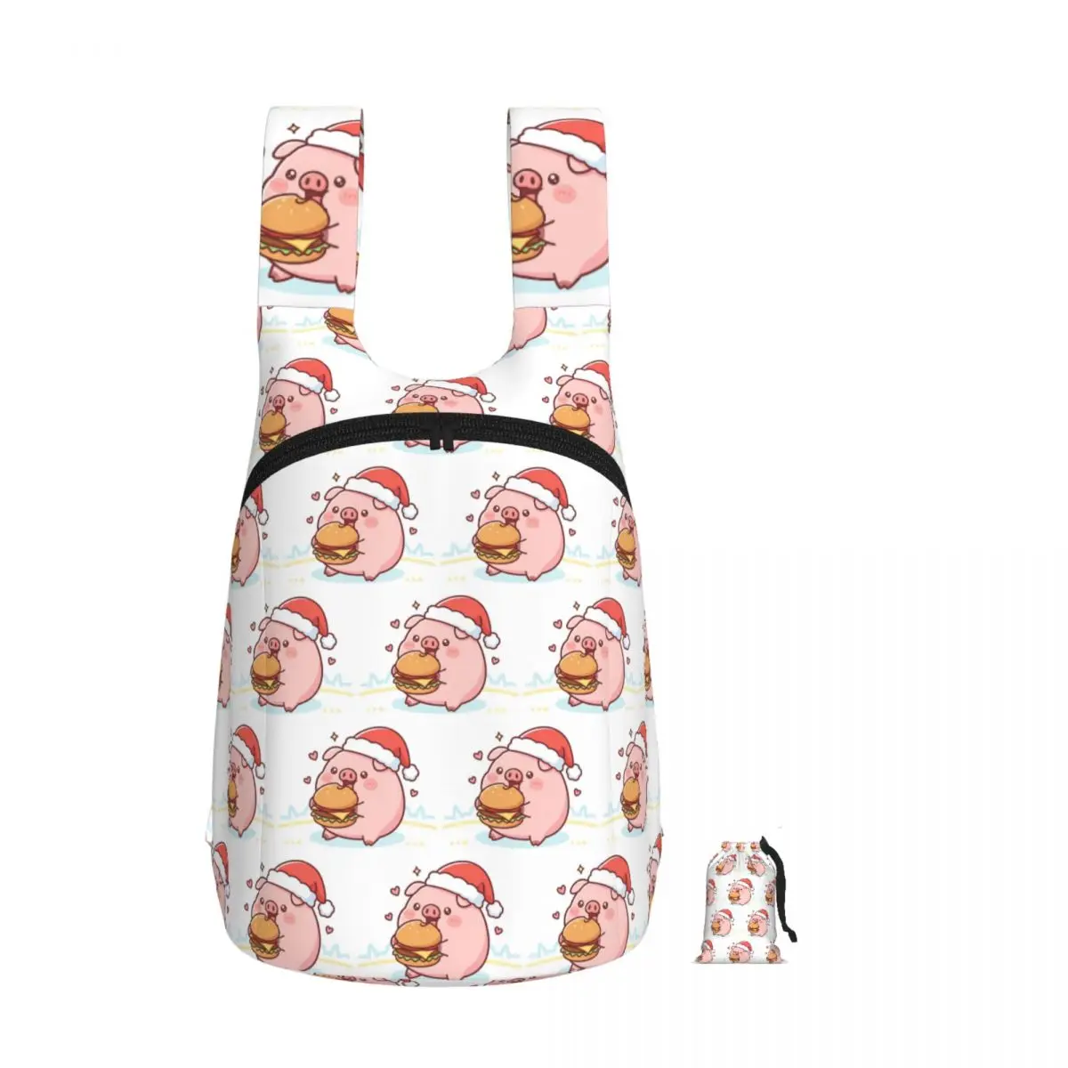 Pig Eating Hamburger Backpack Student Storage BookBag Children School Bag Computer Shoulder Bags for Boys Girls