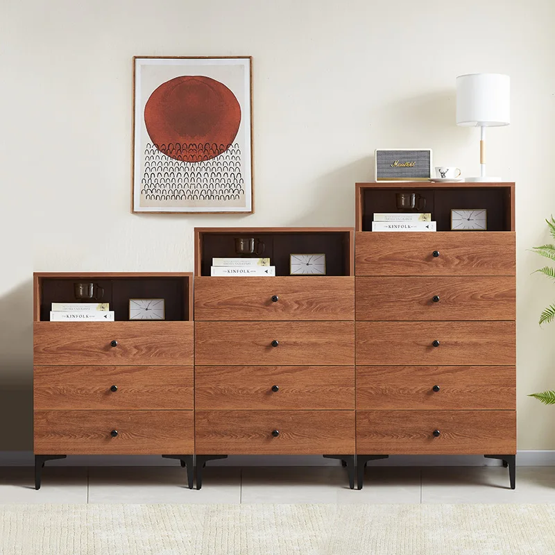 

Bedroom medieval side cabinet walnut storage living room storage drawer cabinet