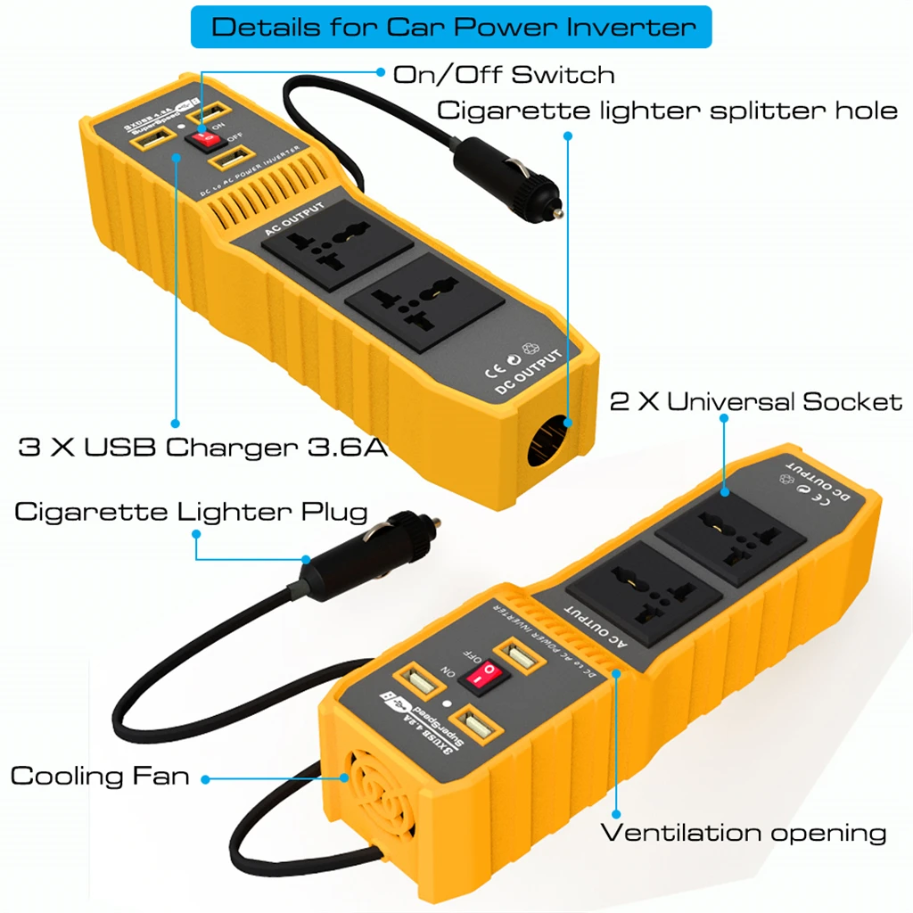 Car Voltage Converter Inverter 12v 220v / 230v 110v 200w / 400w 12 V 220 V / 110 V Power Solar Transformer Europe Charger solarr