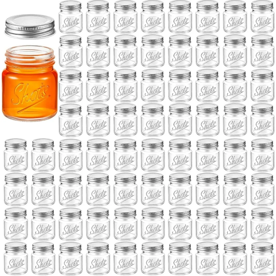 

72 шт. Мини-банки Mason с крышками, 2 унции, можно мыть в посудомоечной машине, банки Mason для девичника, свадебной вечеринки, сувениры для бара D