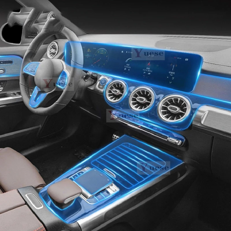 Car Interior Center Console Transparent TPU Protective Film Anti-scratch Sticker For Mercedes-Benz AMG GLB 35 2020-2021