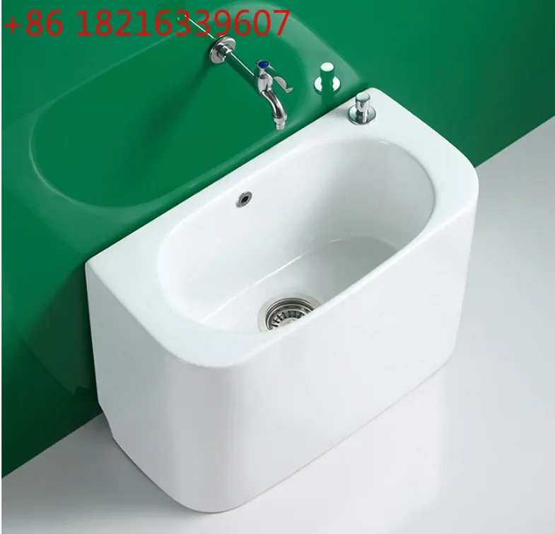 Oval ceramic wash mop pool balcony mop basin household mop pool bathroom