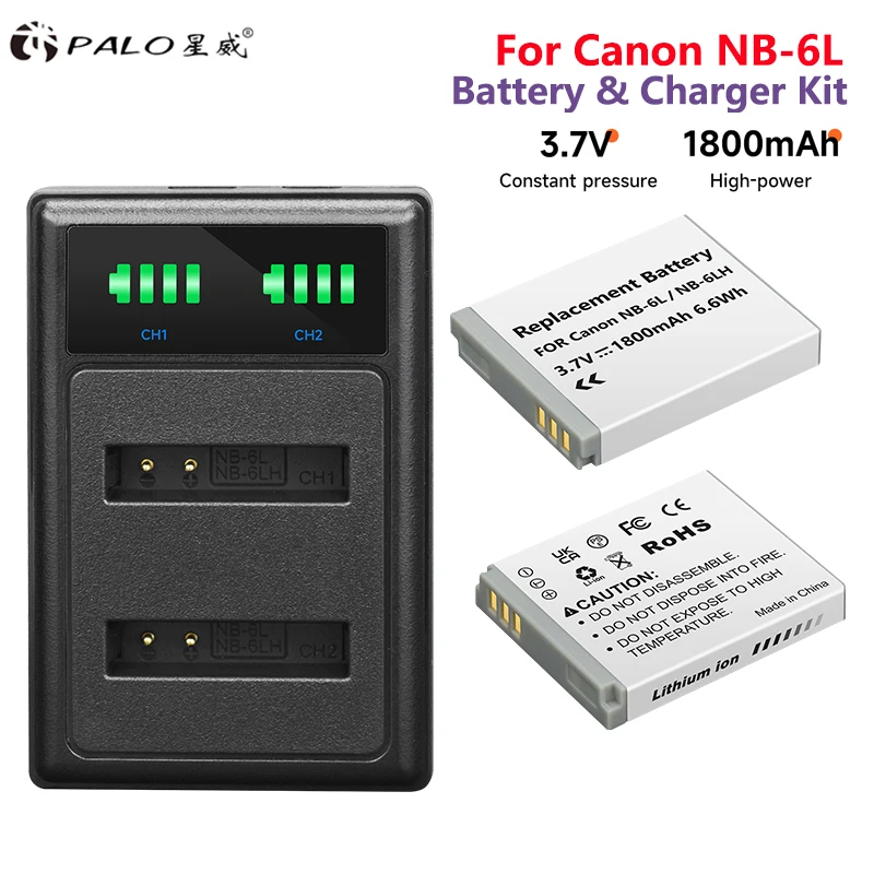 1800mAh NB 6L NB6L NB-6L Camera Battery+Dual USB Charger For Canon Powershot D30 D10 S200 S120 S95 SX710 510HS IXUS 330HS 310HS