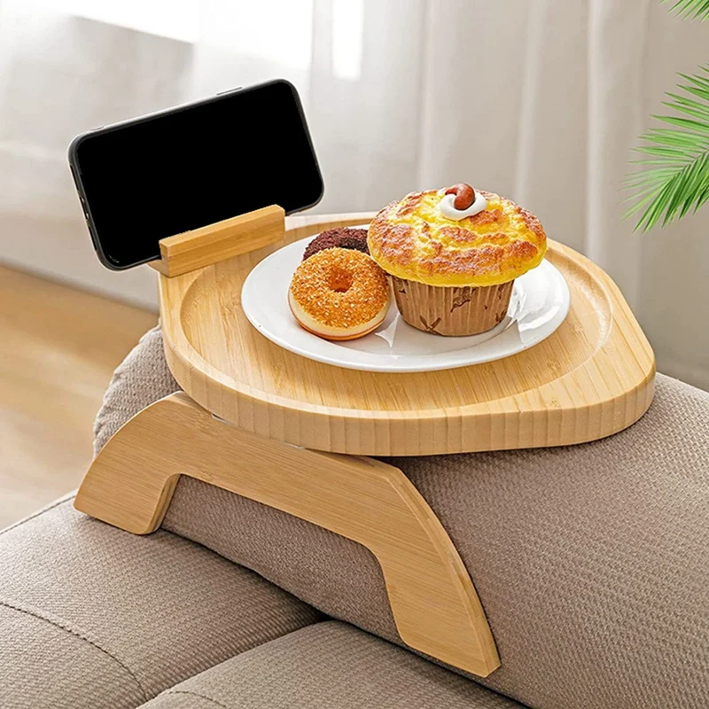 Couch Arm Table Sofa Armrest Tray Couch Arm Tray With 360° Rotatable For Eating Round Durable Easy To Use