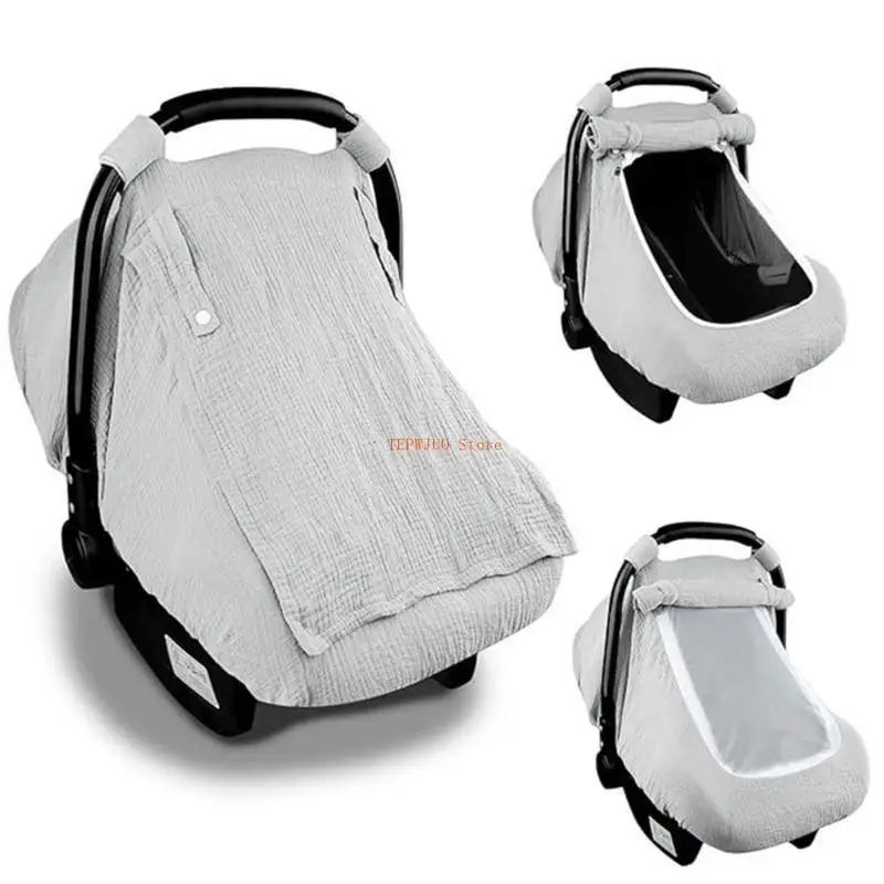 Cubierta cesta transporte bebé U50F con ventana transpirable cómodo manga protectora tela algodón fácil