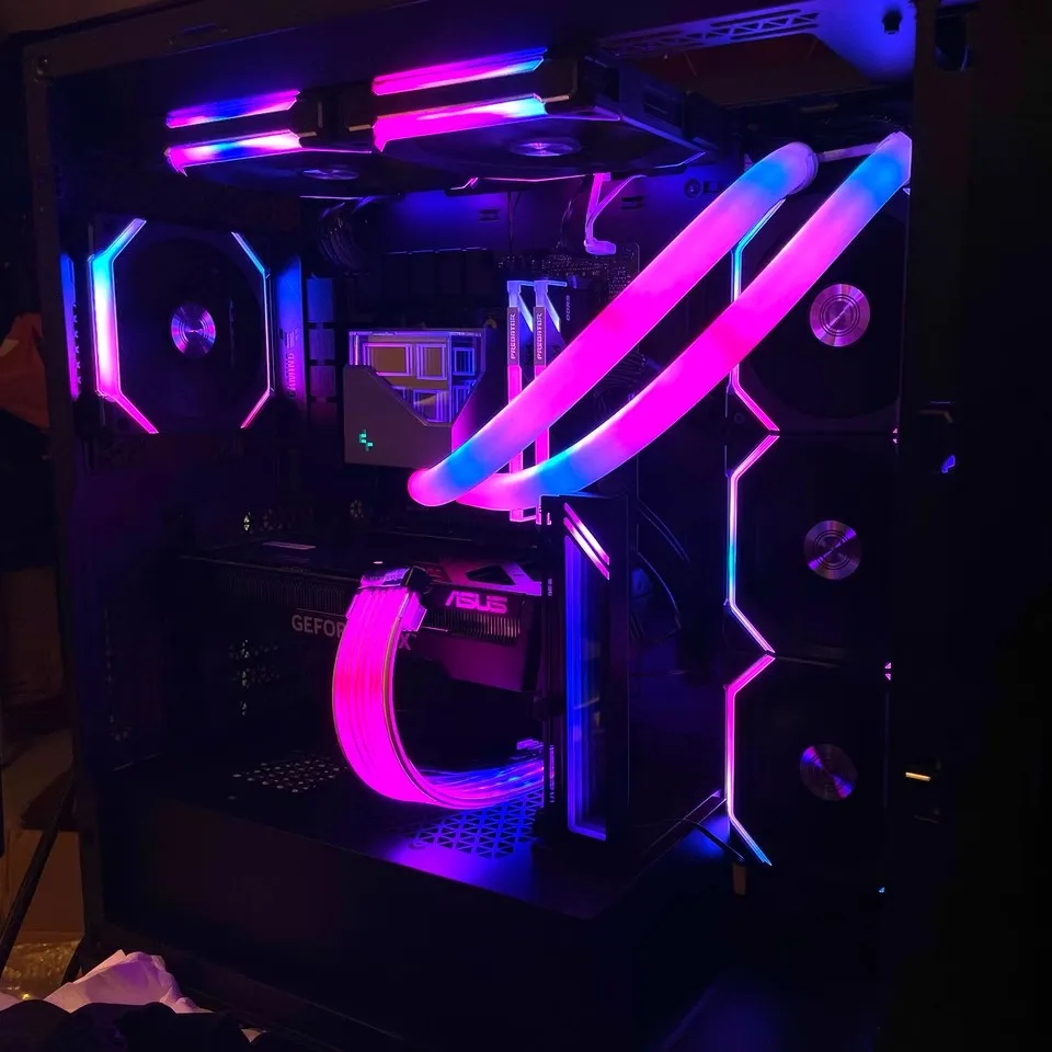 JUMPEAK مرنة 5 فولت ARGB LED النيون أنبوب شرائط مصباح غطاء الأكمام للألعاب الكمبيوتر AIO 120 240 360 وحدة المعالجة المركزية المياه السائل برودة تعديل #5