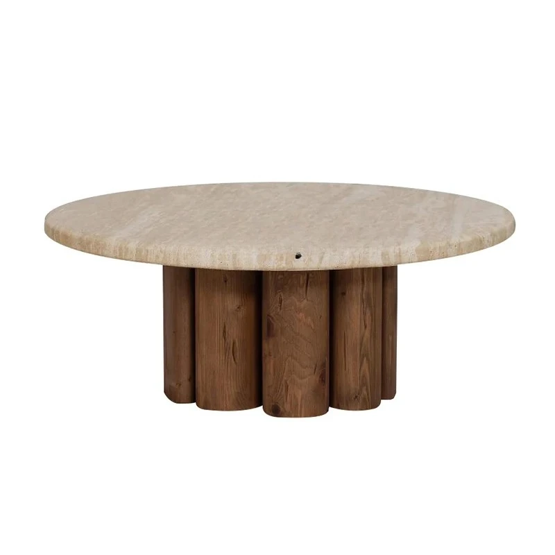 

Wabi Sandy Wind Living Room Solid Wood Marble Coffee Table Simple Light Luxury Designer Small Unit Coffee Table