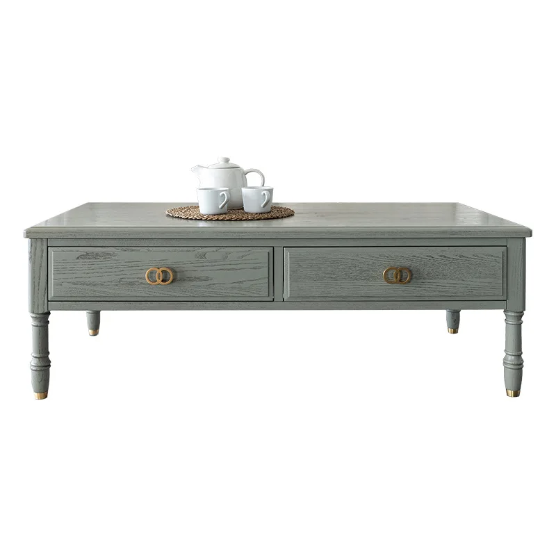 Gray solid wood modern high-end gray low table American ash wood home living room with TV cabinet