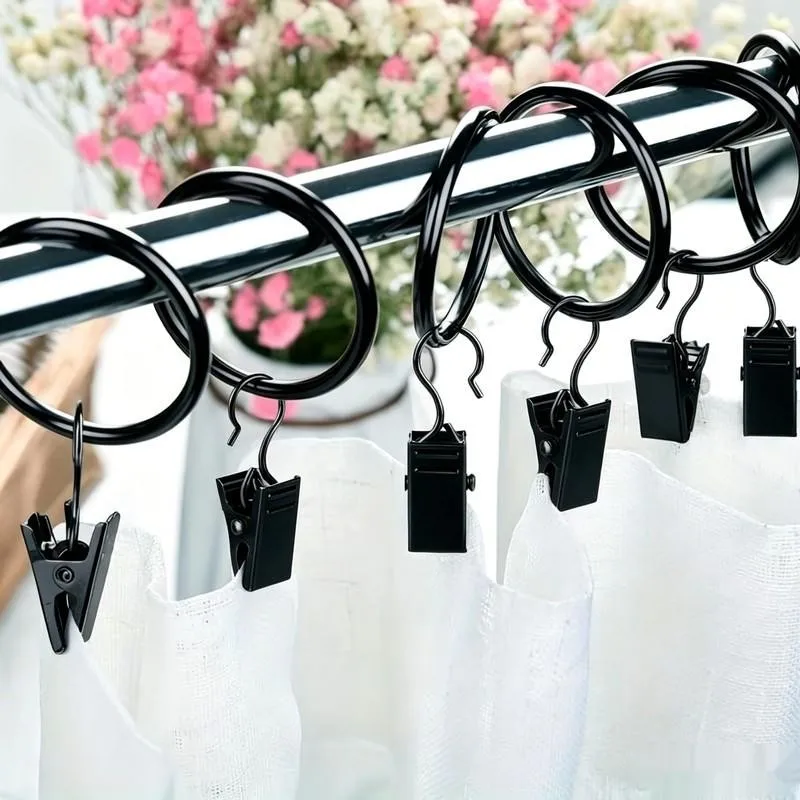 Open-End Curtain Clips 54 pcs, Rust Resistant Metal, Strong Secure Grip, for Living Room Curtains, Multipurpose