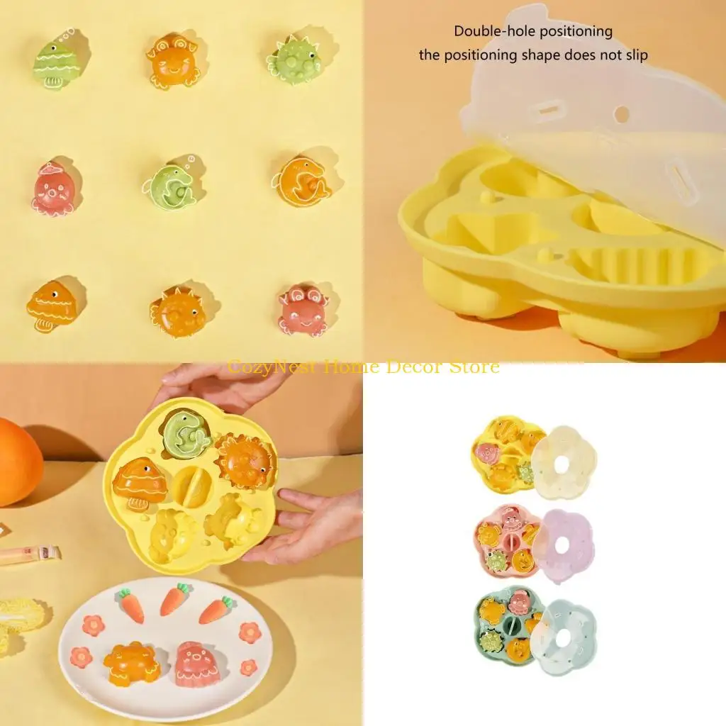 92MF Rice Cake Mould Cute Marine Animals Shape Silicone Steamed Cake Babies Food Supplement Cake Molds Steamable Baking Mould