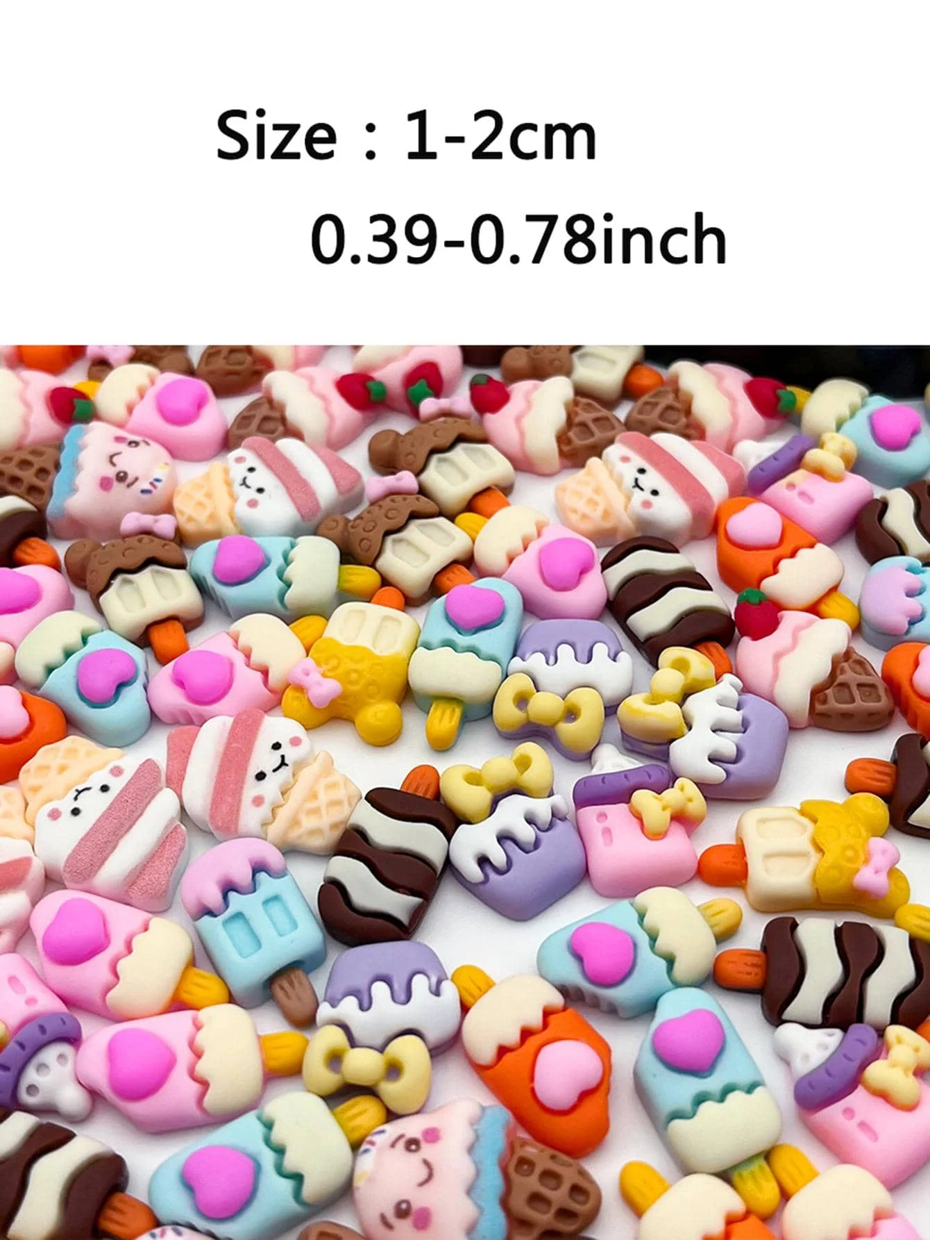 50pcs Kawaii Cartoons Ice Cream Cone Resin Mix Flatback Charms For DIY Scrapbooking Phone Case Embellishment Hair Clip