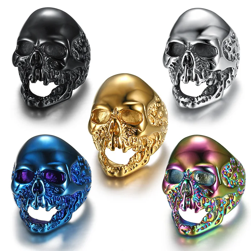 

Men's Stainless Steel Gothic Punk Biker Zombie Skull Rings Size 7-15 Accessories Jewelry