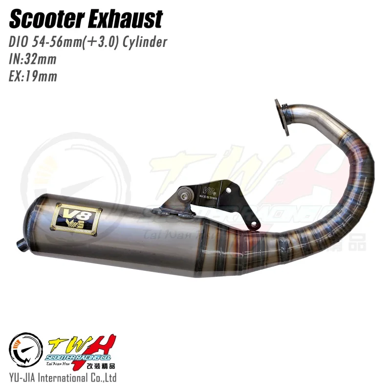 Taiwan Made V8 DIO AF-W034 Motorcycle Racing Muffler Exhaust Pipe For Honda AF17 AF18 AF27 AF28