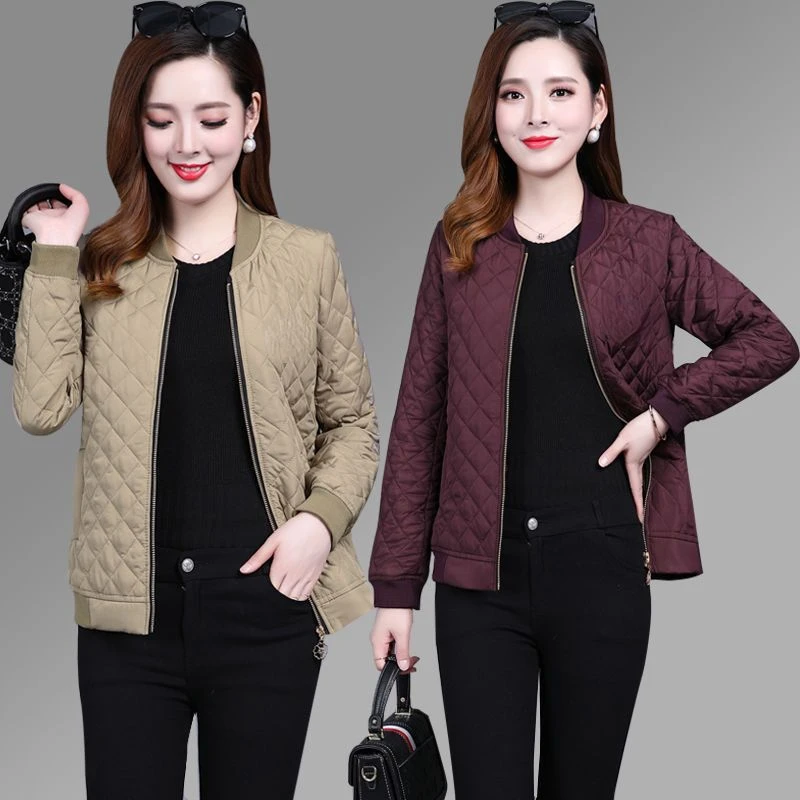 Jackets Women Autumn Winter Coat Quilted Bomber Jacket Thin Coat Parkas Outerwear Women\'s Clothing Trends Vintage Black Red Tops