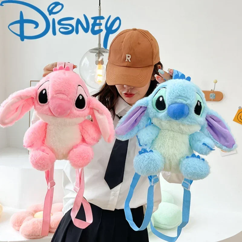 Hot Sale Disney Cartoon Plush Backpack Toy Kawai Stitch Doll Shoulder Bag Autumn Winter Style Children's Schoolbag Birthday Gift