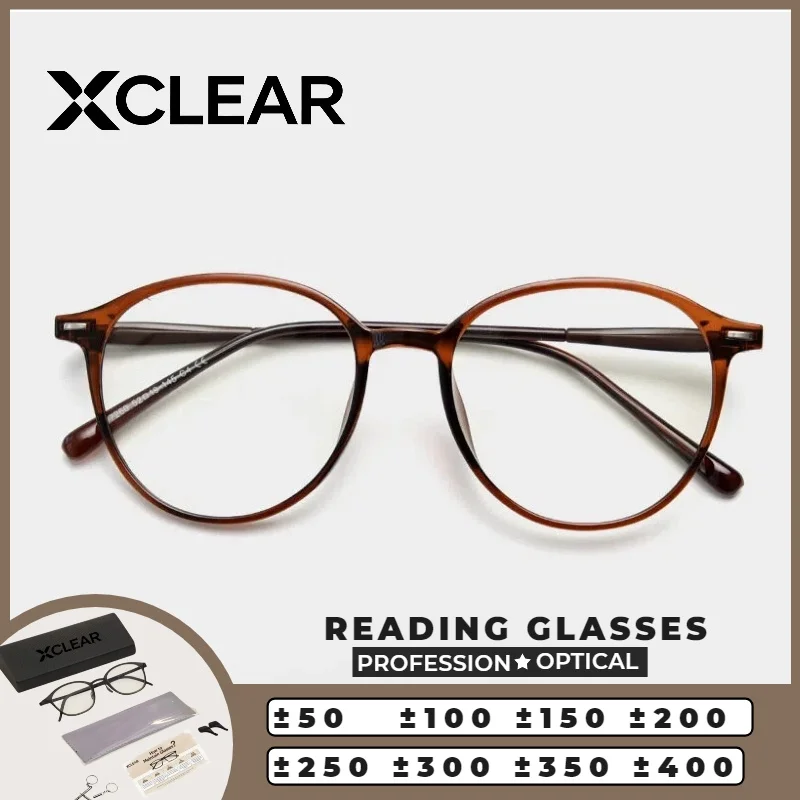 

XCLEAR Simple Round TR90 Myopia Photochromic Prescription Glasses Women Anti Blue Ray Progressive Reading Optical Office Eyeware