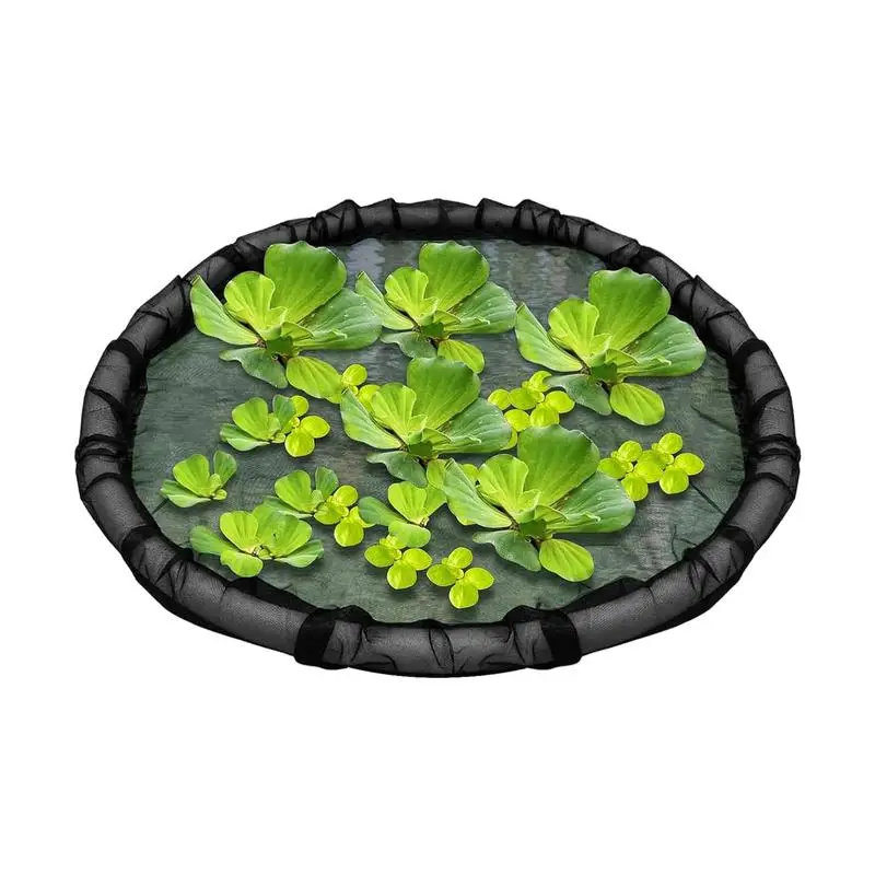 Macetero flotante de isla de esquina para estanque, macetero de malla fina de 17,7 pulgadas para características de agua, decoración de peces y estanque para el hogar y jardín