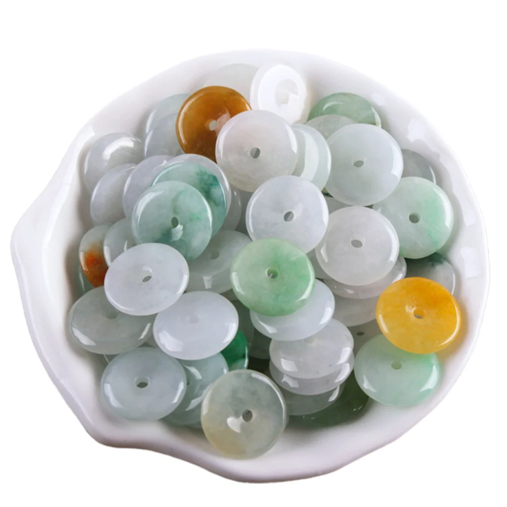 

10Pcs Natural Round Jade Loose Beads Flat Gemstone Random Color Spacer Beads Jewelry Craft DIY Making Set Beading Jewelry Set