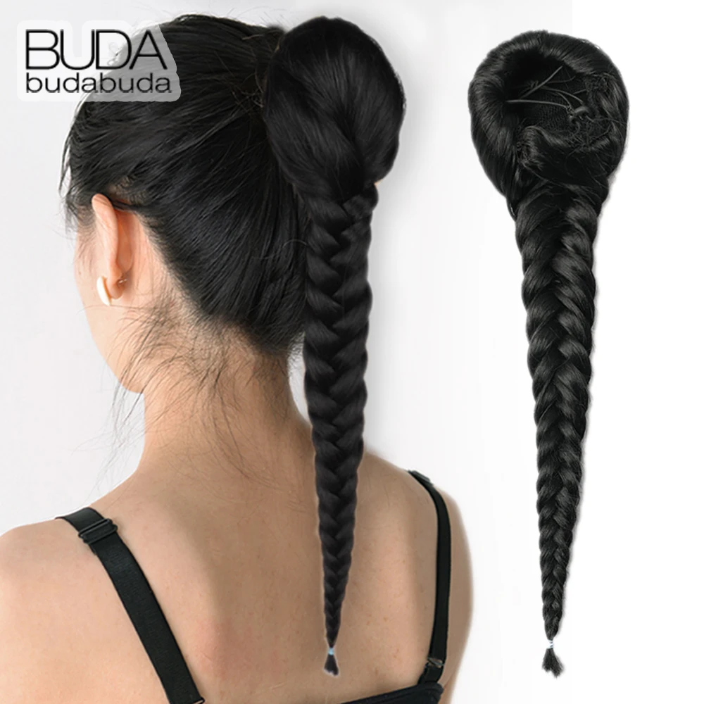 

Synthetic Hair Braided Fishtail Fishbone Drawstring Ponytail Clip In Hair Extension for Women Fishbone Braid Pony tail Hairpiece