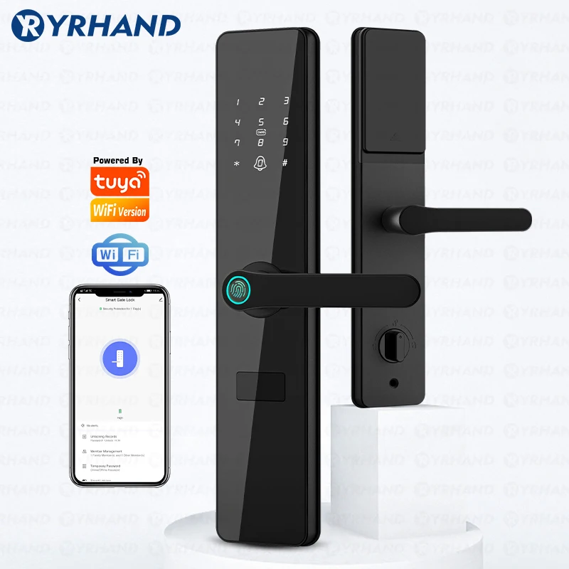 Outside Front Cerradura Inteligente Waterproof Tuya wifi Smart Door Lock Anti-lock Digital Protection Electronic Lock 6068