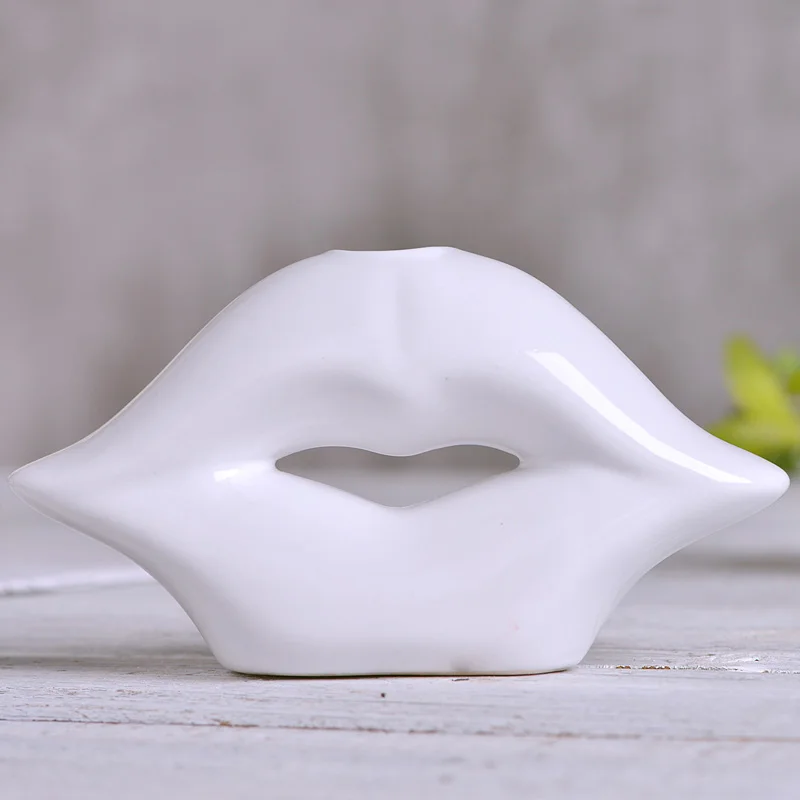Nordic Creative Ceramic Lip Disposition Flowers Vase of Stay at Desktop modern decor flower vase home decoration