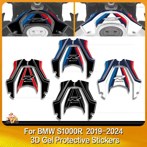 2024 M Motorsport For BMW S1000R 2019 2020 2021 2022 2023 오토바이 연료 탱크 스티커 3D 젤 패널 커버 페인트 보호 데칼
