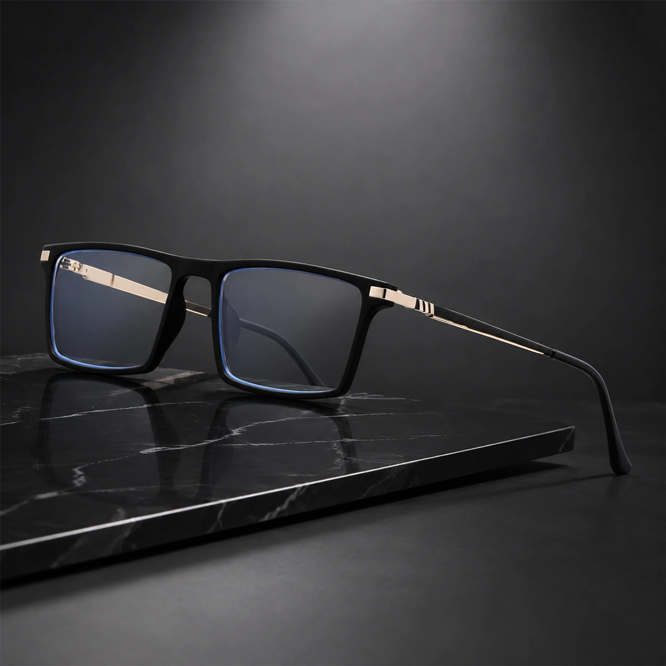 1pc Square Blue Light Blocking Glasses Metal Anti Eye Strain Computer Eyeglasses Lightweight Spectacles for Unisex Daily Wear