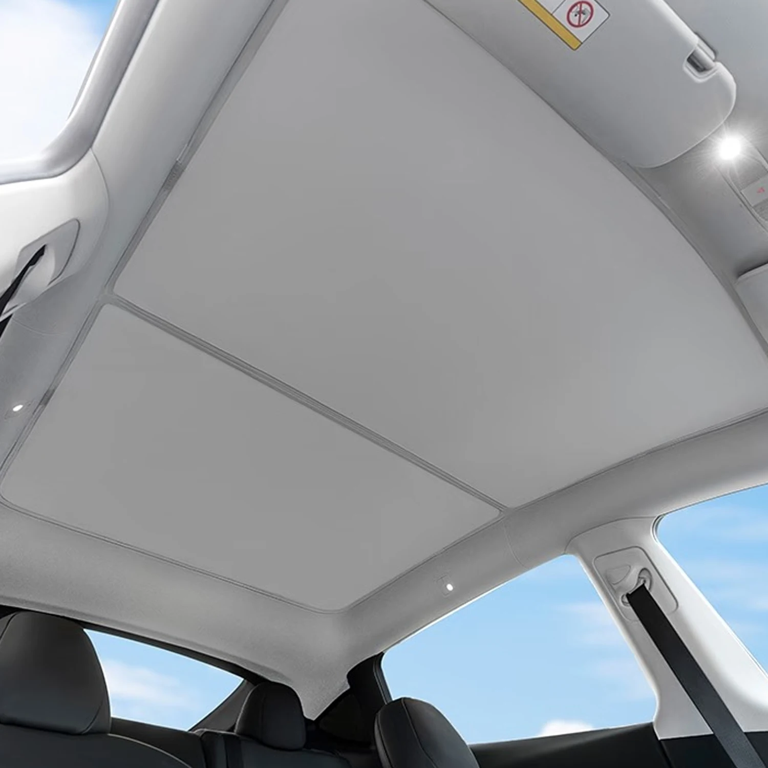 Heat Insulation Electric Sunshade for Tesla Model Y, Voice Activated Roof Curtain W/Ambient Light, UV Blocker, Auto Retract