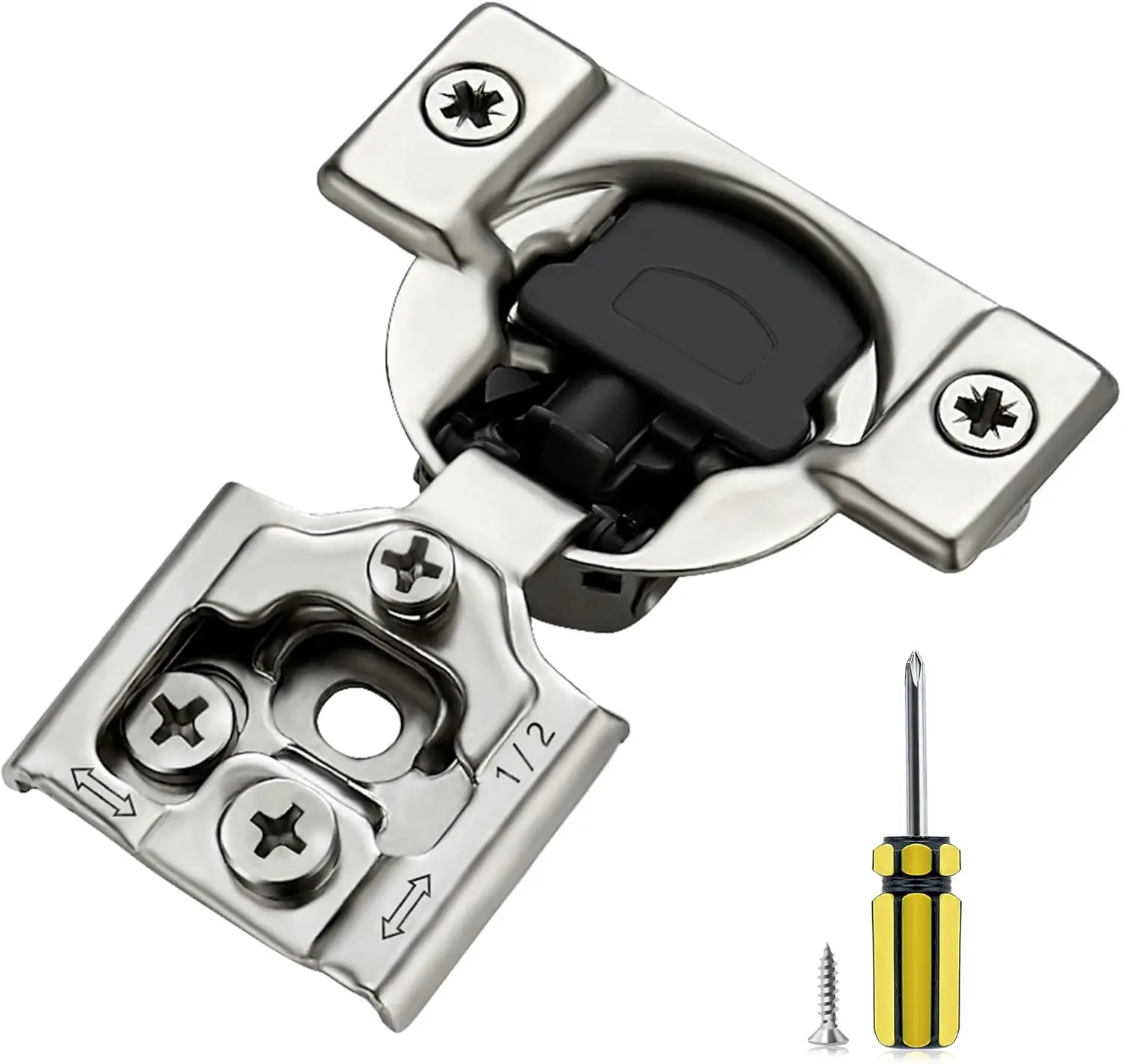 

50 Pack 25 Pair 1/2 inch Overlay Cabinet Hinges Soft Close Hidden Door Hinge for Kitchen Cabinet Hinges Stainless Steel