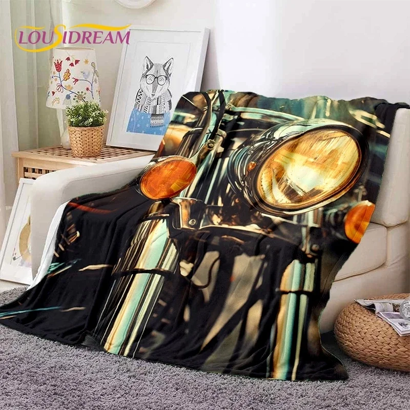 Motocross Modern retro Motorcycle Soft flanella coperta per letto camera da letto divano Picnic, coperta per copertura all\'aperto regalo per il