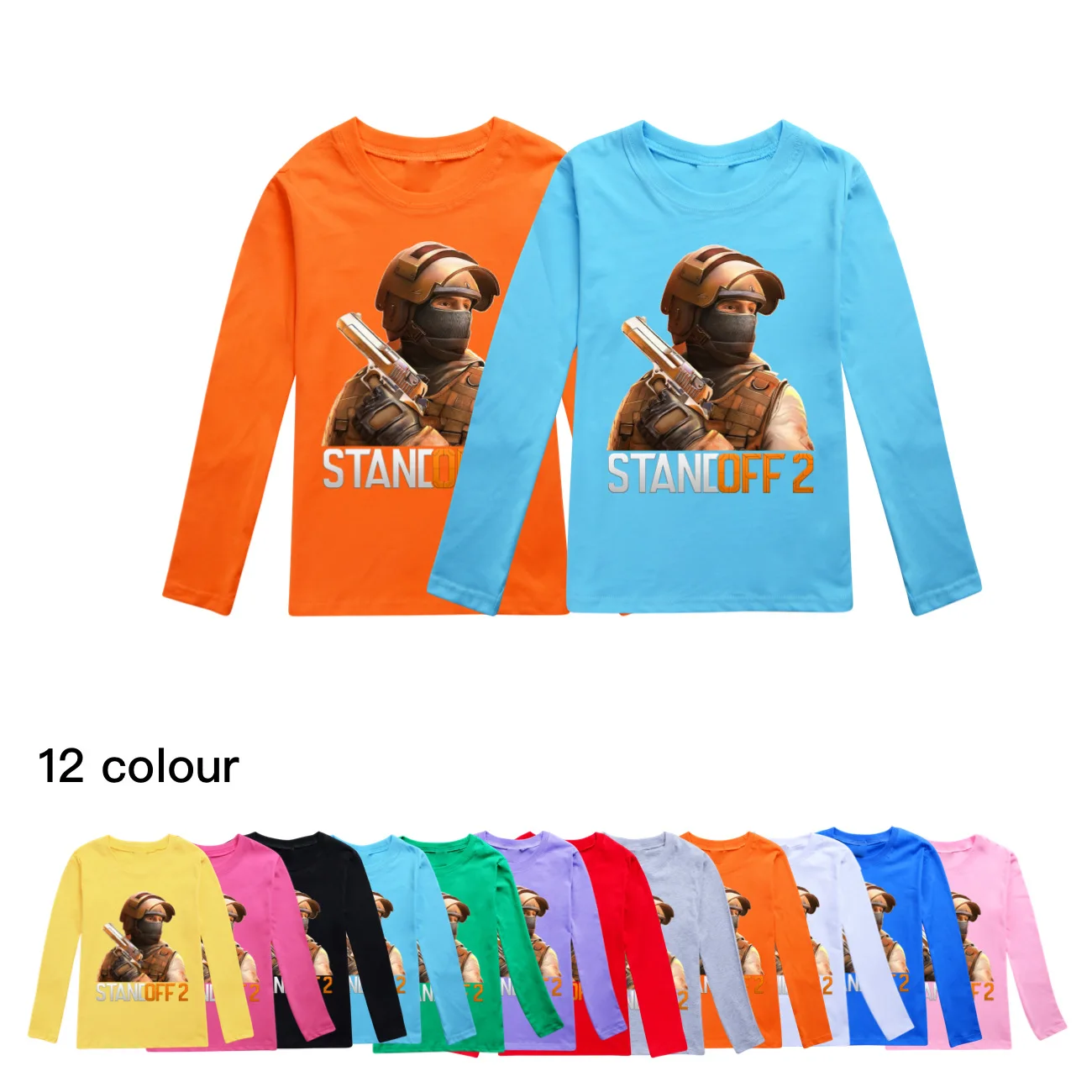 Shooting Game Stand Off 2 Tshirt Kids Casual Long Sleeve Tops Teenager Boys Cotton Clothes Girls Casual Shirts Children Clothing