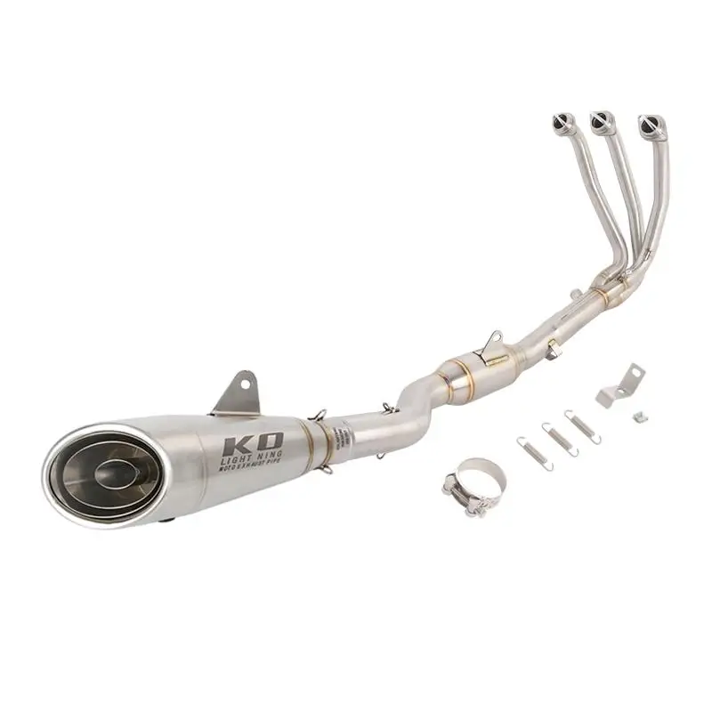For CFMOTO 675SR 675 SR 2024 2025 Motorcycle Full Exhaust System Header Link Pipe 350mm Muffler With DB Killer Stainless Steel