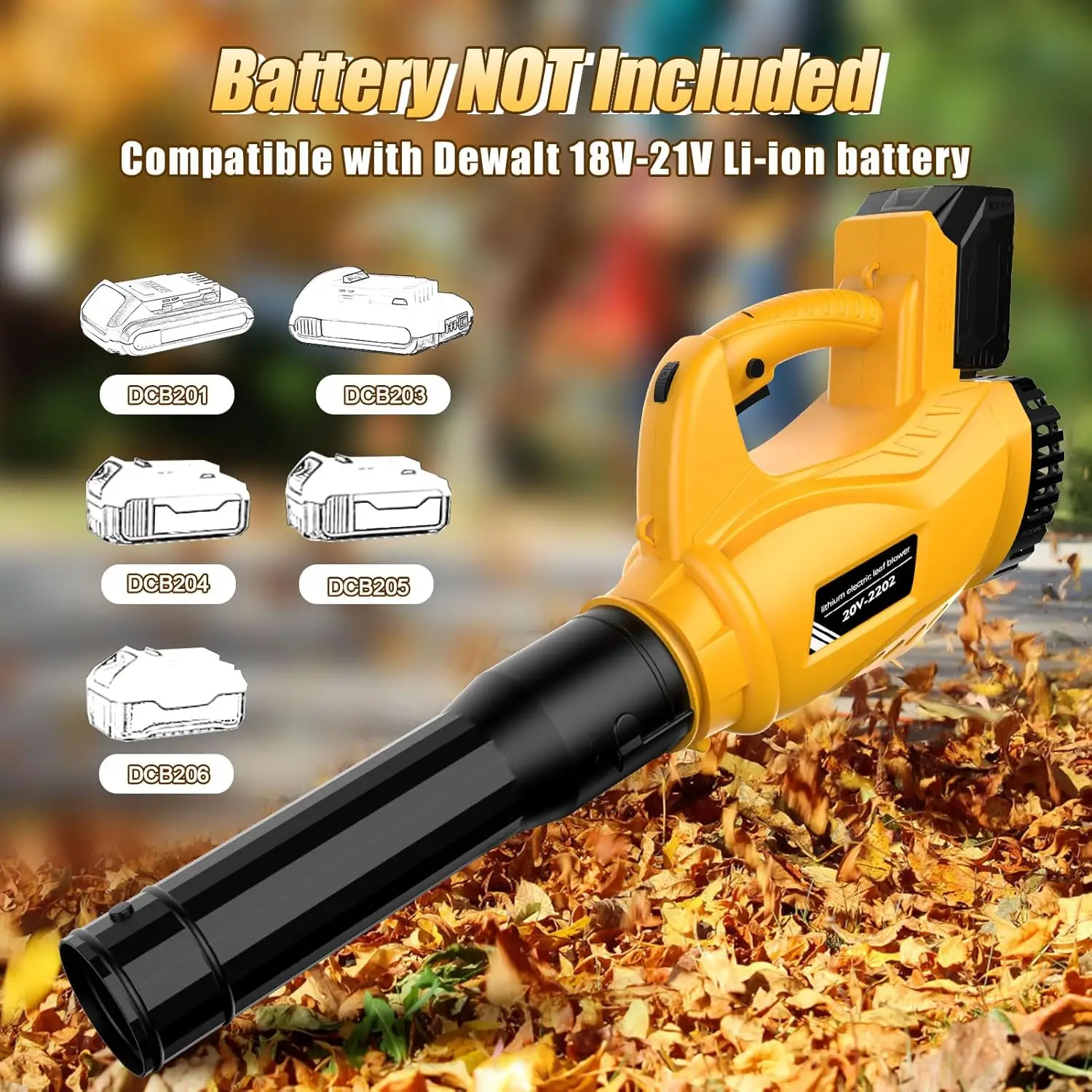 Cordless Leaf Blower for Dewalt 20V Max Battery Powered(No Battery), 500CFM/150MPH Electric Leaf Blower with 6 Speed Modes, Lig