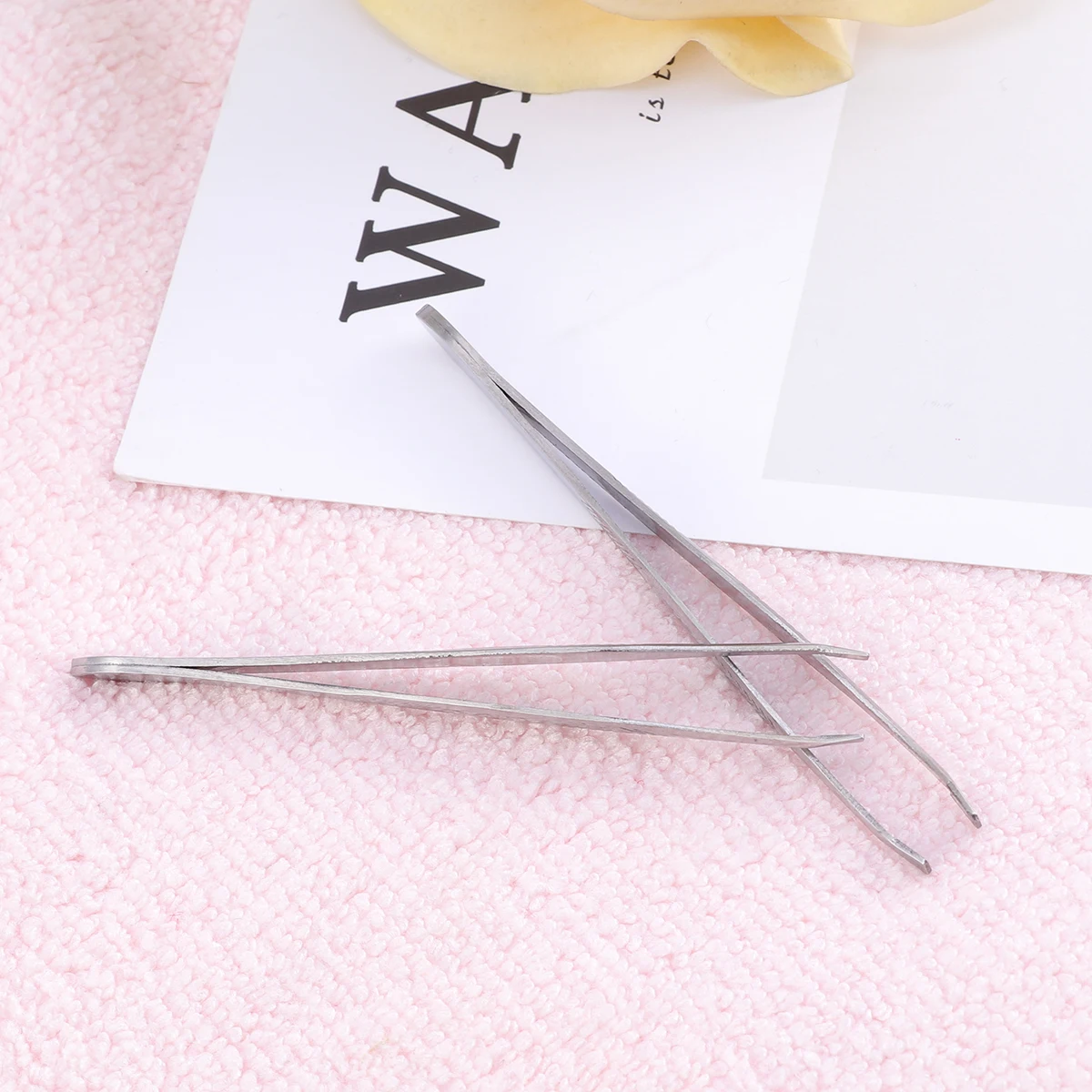 ชุดแหนบสแตนเลส 2 ชิ้น สำหรับถอนขนคิ้ว กำจัดขนคุด เครื่องมือแต่งหน้า แหนบปลายเฉียง สำหรับถอนขนคิ้วและขนตา