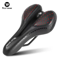 WEST BIKING MTB Bike Saddle Mountain Road Bike Seat PU Leather Cycling Cushion Comfortable Gel Filled Shockproof Bicycle Saddle