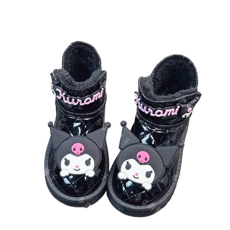 Sanrio Girl Cotton Boots Kuromi My Melody Thicken Keep Warm Middle Tube Boots Cartoon Fashion Kawaii Cute Water Proof Child Shoe