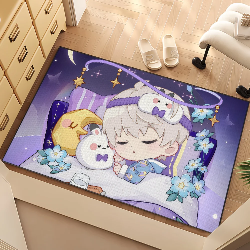 kawaii chibi sleep Love and Deepspace Home Bedside Rug Kitchen Bath FloorMat Hallway Balcony Carpet Entrance Doormat hogar Decor