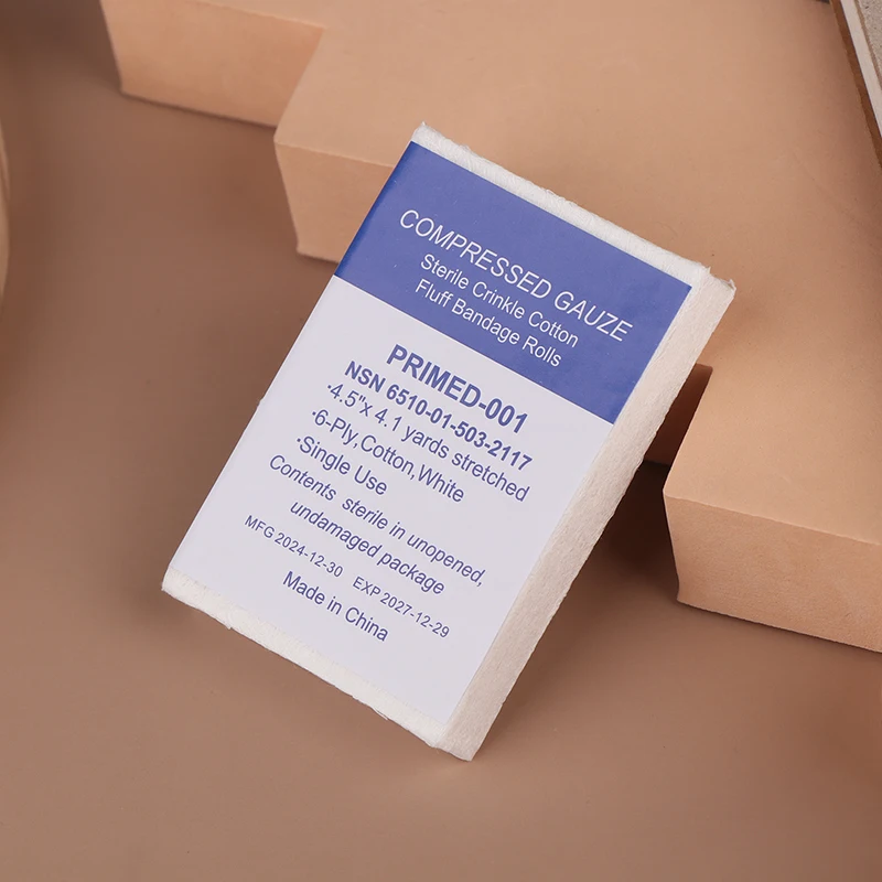 Gasa hemostática comprimida estéril plegable en Z médica, almohadillas de gasa de primeros auxilios selladas al vacío, Ideales para vendaje médico para el cuidado de heridas, 1 ud.