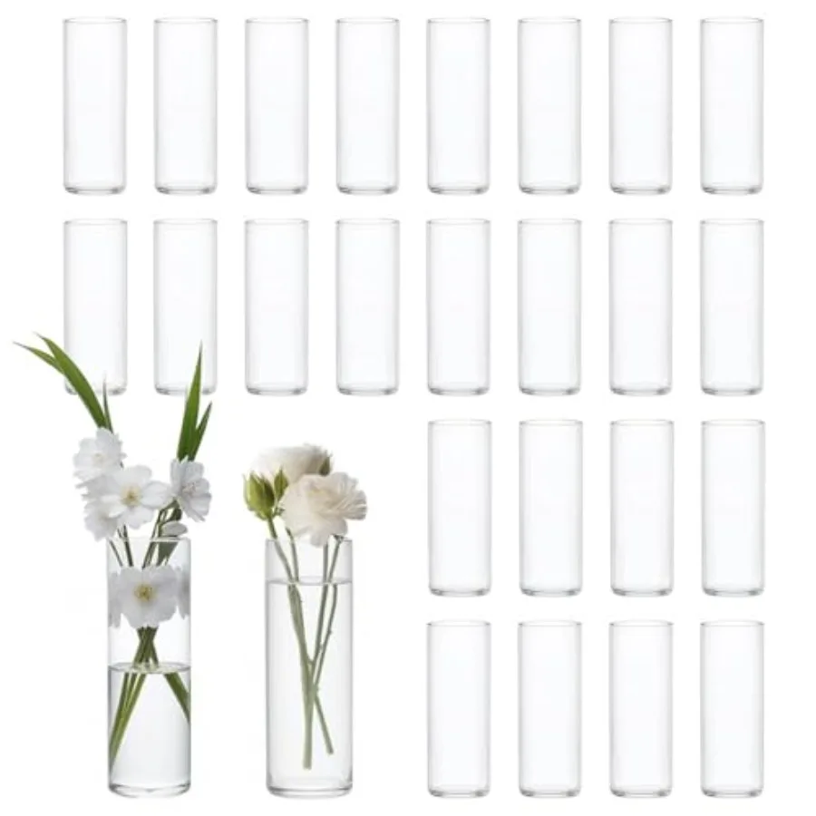 

Pack Glass Vases for Centerpieces, Tall Small Clear Glass Flower Vase Cylinder Vases for Centerpieces Wedding Home Table Decor