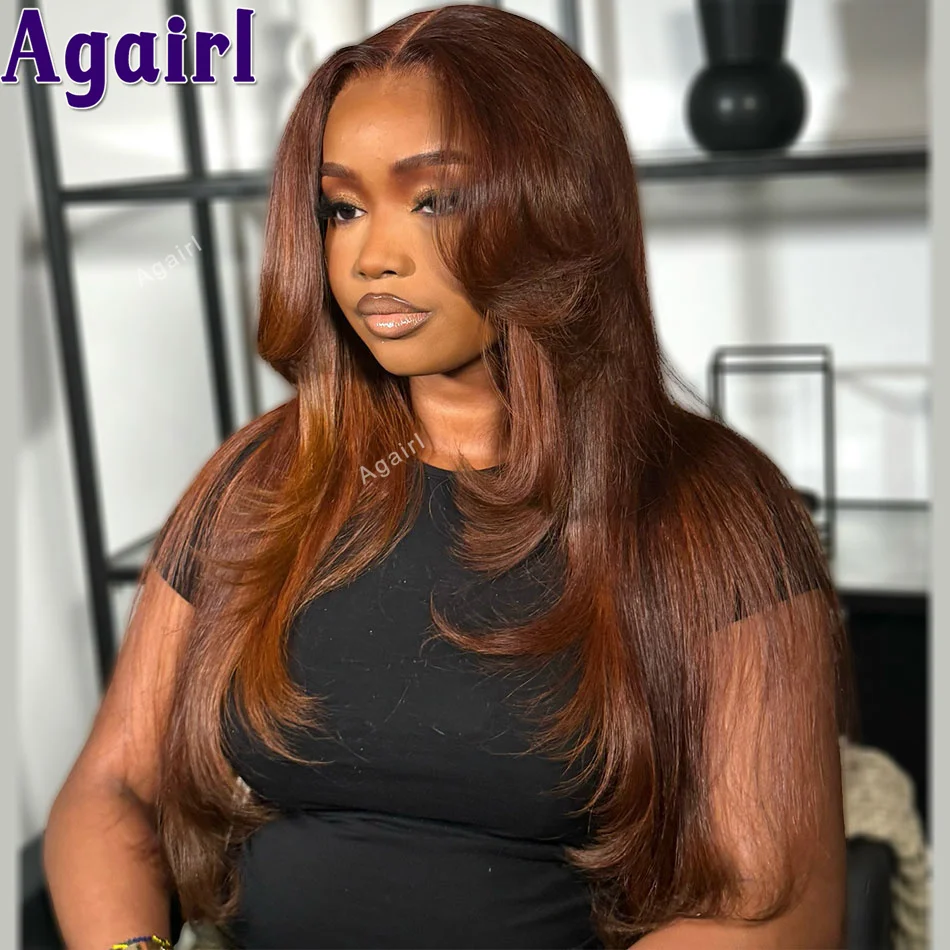 

Ginger Brown 13X4 13x6 Human Hair Body Wave Lace Frontal Wig Pre Plucked 99J Dark Red 6x4 Lace Closure Wigs for Women 30 32 Inch