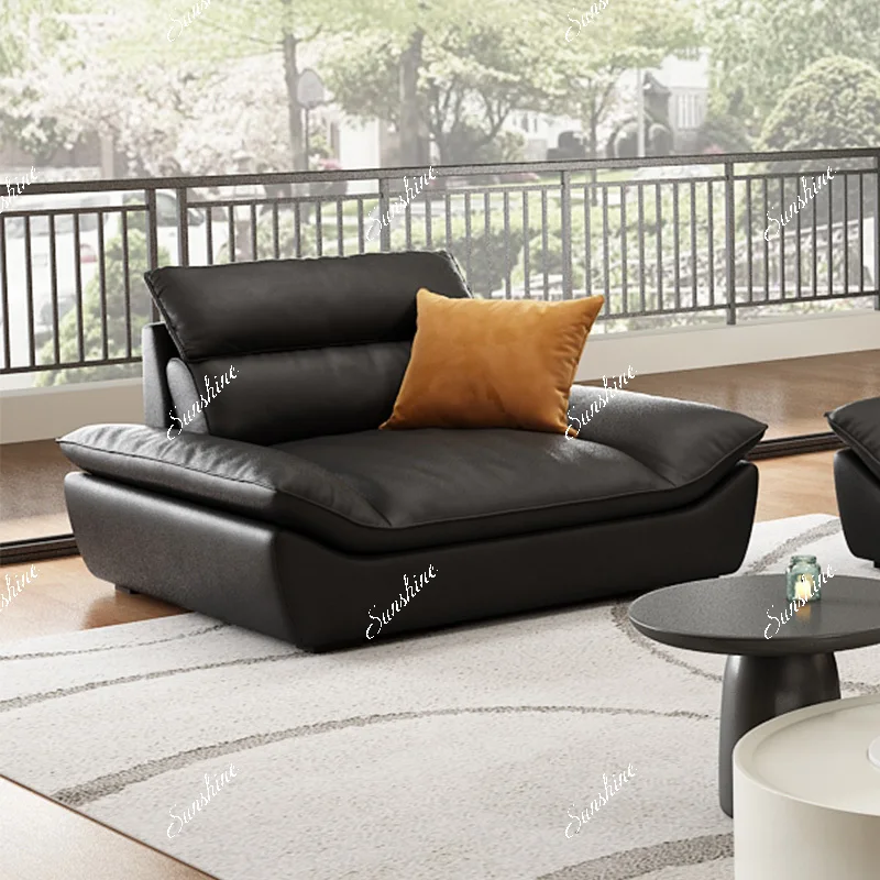 Italian leather double armrest single seat casual sofa chair