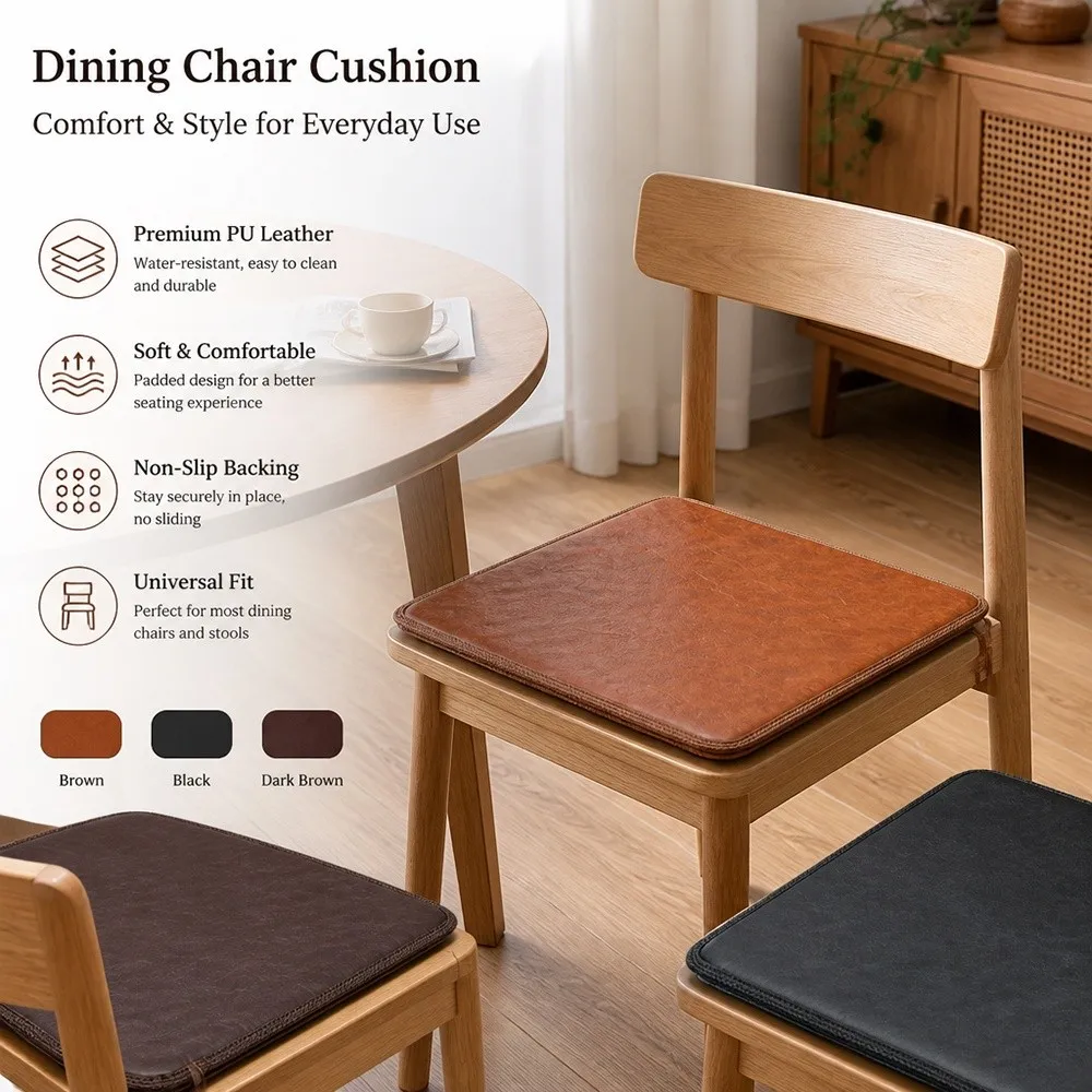 40×40cm/45×45cm PU Leather Seat Cushion Waterproof Memory Foam Dining Chair Cushion Anti Slip Breathable Seat Cushion Pad